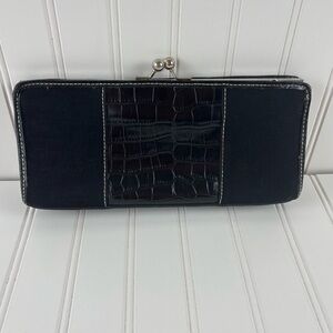 Tommy‎ Hilfiger Leather with Fabric Kiss Lock Purse Clutch